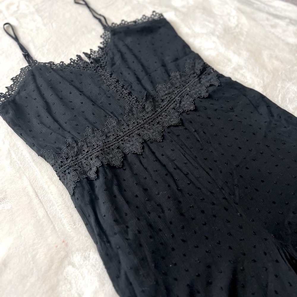Lulus Leeta Black Swiss Dot Lace Wide-Leg Jumpsuit| large - Picture 3 of 8